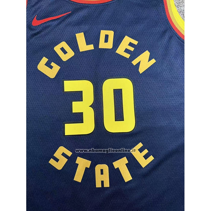 Maglia Golden State Warriors Stephen Curry #30 Citta 2024-25 Blu